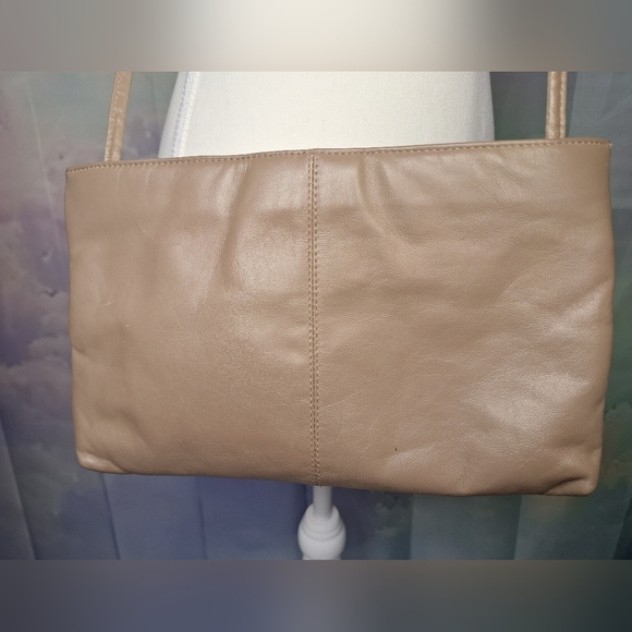 Vintage Toni Leather Tan Taupe Clutch With Crossbody Stap - Picture 2 of 14